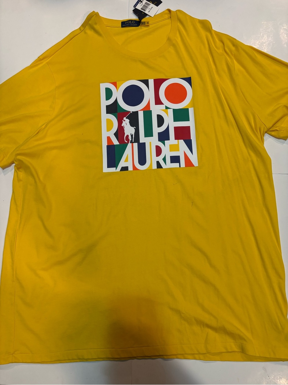 Polo Ralph Lauren Big & Tall 3XLT Yellow Graphic T-Shirt NWT Marks/Spots